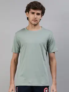 The Souled Store Men Sage Green Solid Casual T-shirt