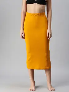 Selvia Mustard Yellow Side Slit Saree Shapewear 180TK113