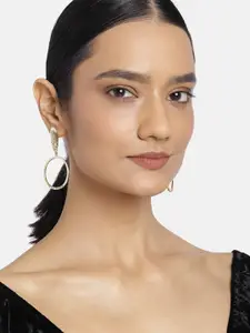 Estele Women Gold-Toned & White Contemporary Drop Earrings