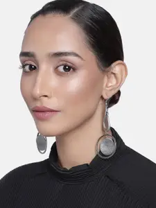 Estele Women Silver-Toned Contemporary Drop Earrings