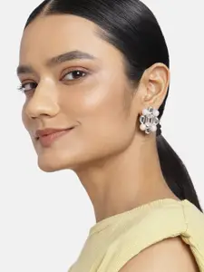 Estele Women Gold-Toned & White Contemporary Studs Earrings