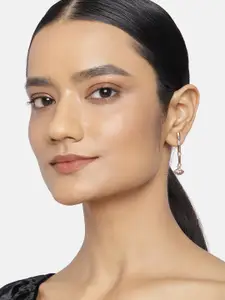 Estele Rose Gold & White Contemporary Drop Earrings