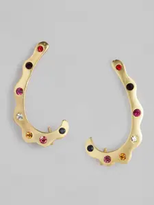 Estele Women Gold-Toned & Multicoloured Contemporary Drop Earrings