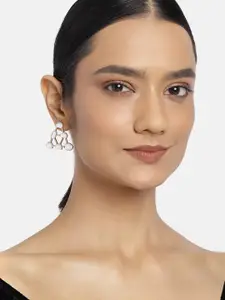 Estele Women Gold-Toned & White Contemporary Drop Earrings