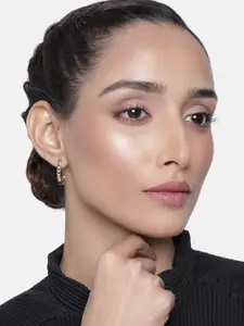 Estele Women Gold Plated Contemporary Half Hoop Earrings