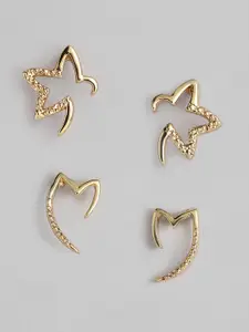 Estele Women Set of 2 Gold-Toned Contemporary Studs