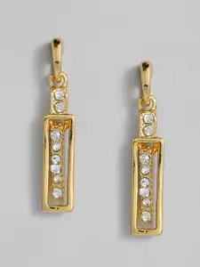 Estele Women Gold-Toned & White Contemporary Drop Earrings