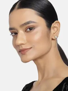 Estele Women Set of 3 Gold-Toned & White Contemporary Studs