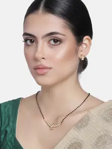 Estele Women Gold Plated Wrapped Mangalsutra Necklace Set with Austrian Crystals