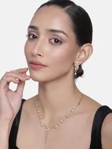 Estele Gold Plated CZ Laila Necklace Set for Women