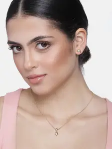 Estele Gold Plated Heart Shaped Pendant Set with Austrian Crystal