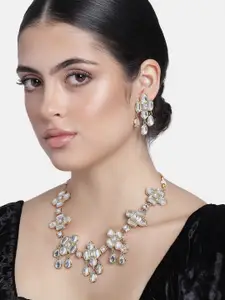Estele Women Gold Plated Traditional Scintillation Kundan Necklace Set