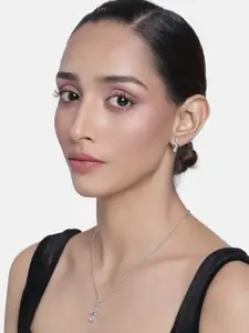 Estele Rhodium Plated Trendy Musical Designer Pendant Set with Crystals