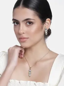 Estele Gold Plated Glorious Necklace Set with Kundan for Women