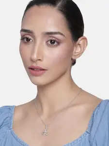 Estele Silver-Toned Libra Zodiac Sign Designer Pendant Necklace