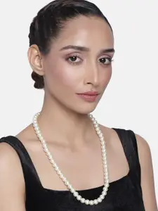 Estele Silver-Toned & White Silver-Plated Necklace