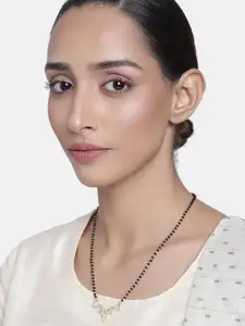 Estele Gold-Toned & Black Gold-Plated Necklace