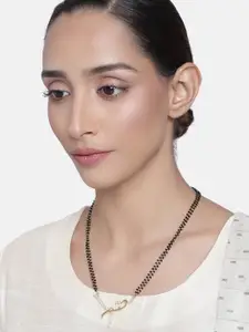 Estele Black Gold-Plated Twisted Knot Mangalsutra Necklace