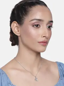 Estele Silver-Toned & White Silver-Plated Necklace