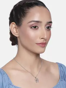 Estele Silver-Toned & White Silver-Plated Necklace