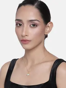 Estele Women White Gold-Plated Designer Planet & Galaxy Pendant Necklace