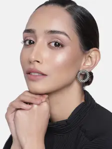 Estele Women Silver-Toned Circular Studs