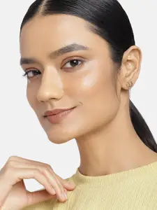 Estele Gold-Toned & White Contemporary Studs Earrings