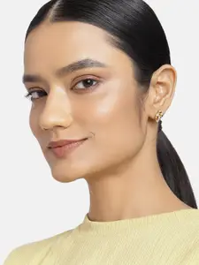 Estele Gold-Toned & White Contemporary Studs Earrings