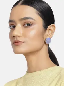 Estele Women Gold-Toned & Blue Circular Studs