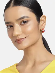 Estele Women Gold-Toned & Red Contemporary Studs
