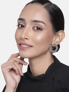 Estele Women Silver-Toned Circular Studs