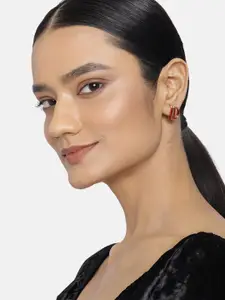 Estele Women Gold-Toned & Red Contemporary Studs