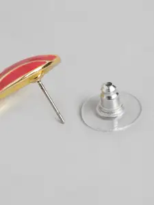 Estele Women Gold-Toned & Red Circular Studs