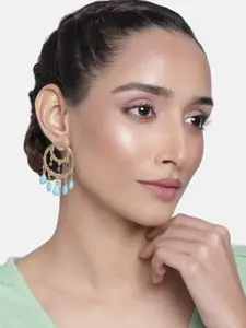 Estele Women Gold-Toned & Blue Circular Chandbalis