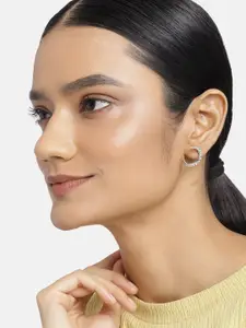 Estele Women Silver-Toned & White Circular Studs