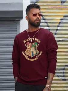 The Souled Store Men Maroon Printed Pullover Sweatshirt