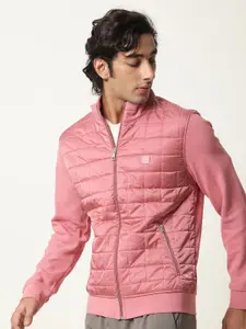 RARE RABBIT Men Kneto Puffer Pink Striped Quilted Jacket