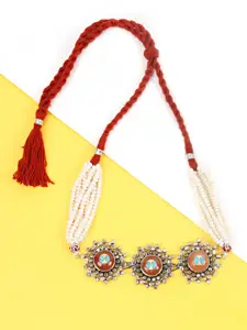 SANGEETA BOOCHRA White & Red Silver Handcrafted Necklace