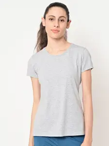 MAYSIXTY Women Grey Cotton T-shirt