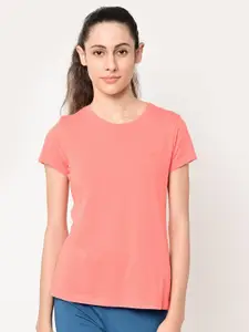 MAYSIXTY Women Orange Pockets T-shirt