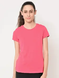 MAYSIXTY Women Pink Cotton T-shirt