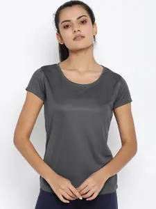 ScoldMe Women Charcoal Slim Fit T-shirt
