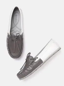 Mast & Harbour Women Grey & White Colourblocked Loafers