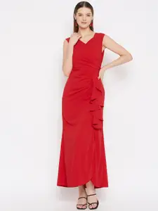 Imfashini Red Georgette Maxi Cocktail Dress