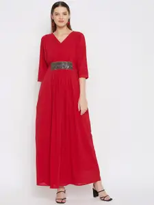 Imfashini Red Georgette Maxi Dress
