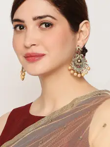 OOMPH Gold-Toned Peacock Shaped Drop Earrings