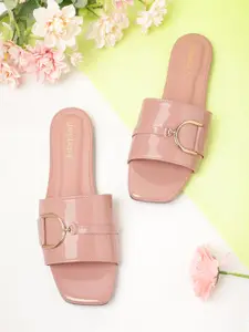 DressBerry Women Dusty Pink Solid Open Toe Flats