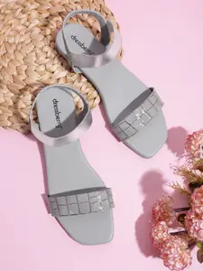 DressBerry Women Croc Textured Open Toe Flats