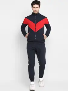 OFF LIMITS Men Navy Blue & Red Colourblocked Tracksuits