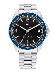 Tommy Hilfiger Black Dial & Silver Toned Stainless Steel Bracelet Style Watch TH1791901W